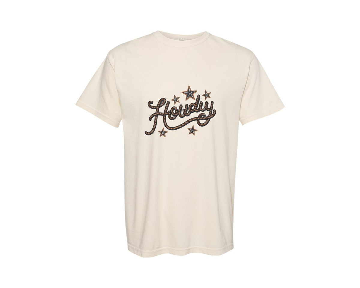 brand:Comfort Colors|color:Ivory|Howdy Western Cowboy Rope Graphic T-Shirt