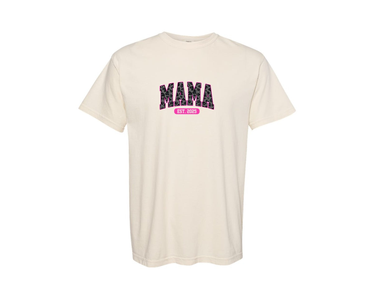 brand:Comfort Colors|color:Ivory|Mama Est 2025 New Mama Graphic T-Shirt