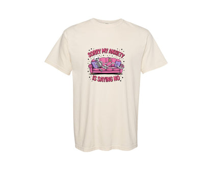 brand:Comfort Colors|color:Ivory|Funny Skeleton Anxiety Quote Art Graphic T-Shirt