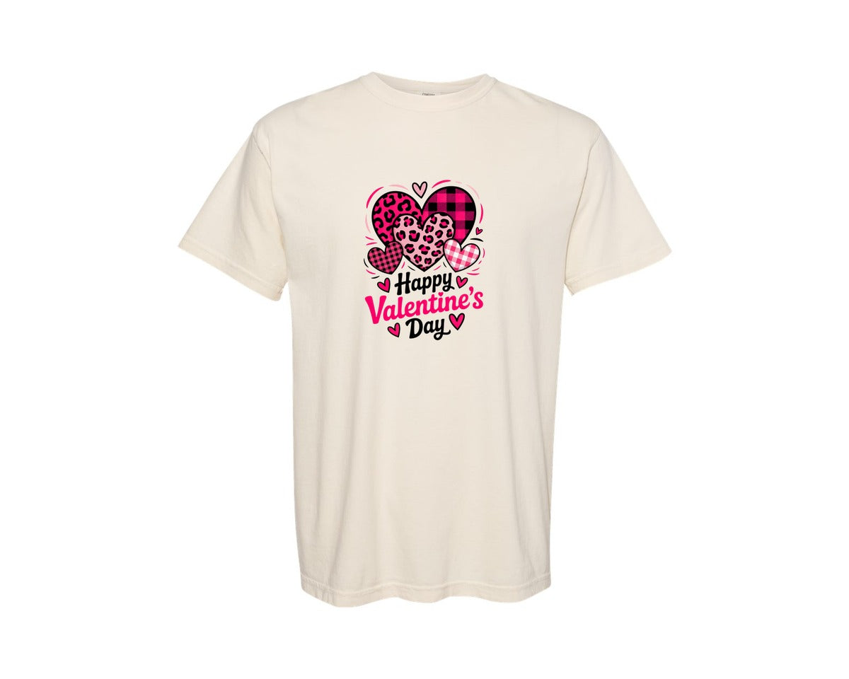 brand:Comfort Colors|color:Ivory|Pattern Heart Valentine Graphic T-Shirt
