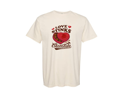 brand:Comfort Colors|color:Ivory|Love Stinks Pass The Chocolate Design 06 Graphic T-Shirt