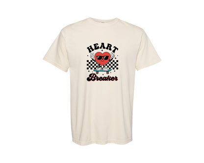 brand:Comfort Colors|color:Ivory|Heart Breaker Retro Boy Valentines Day Graphic T-Shirt