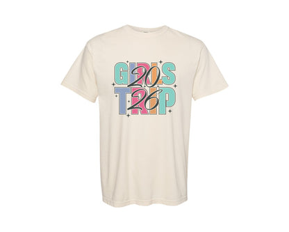 brand:Comfort Colors|color:Ivory|Girls Trip 2026 Matching Vacation Graphic T-Shirt