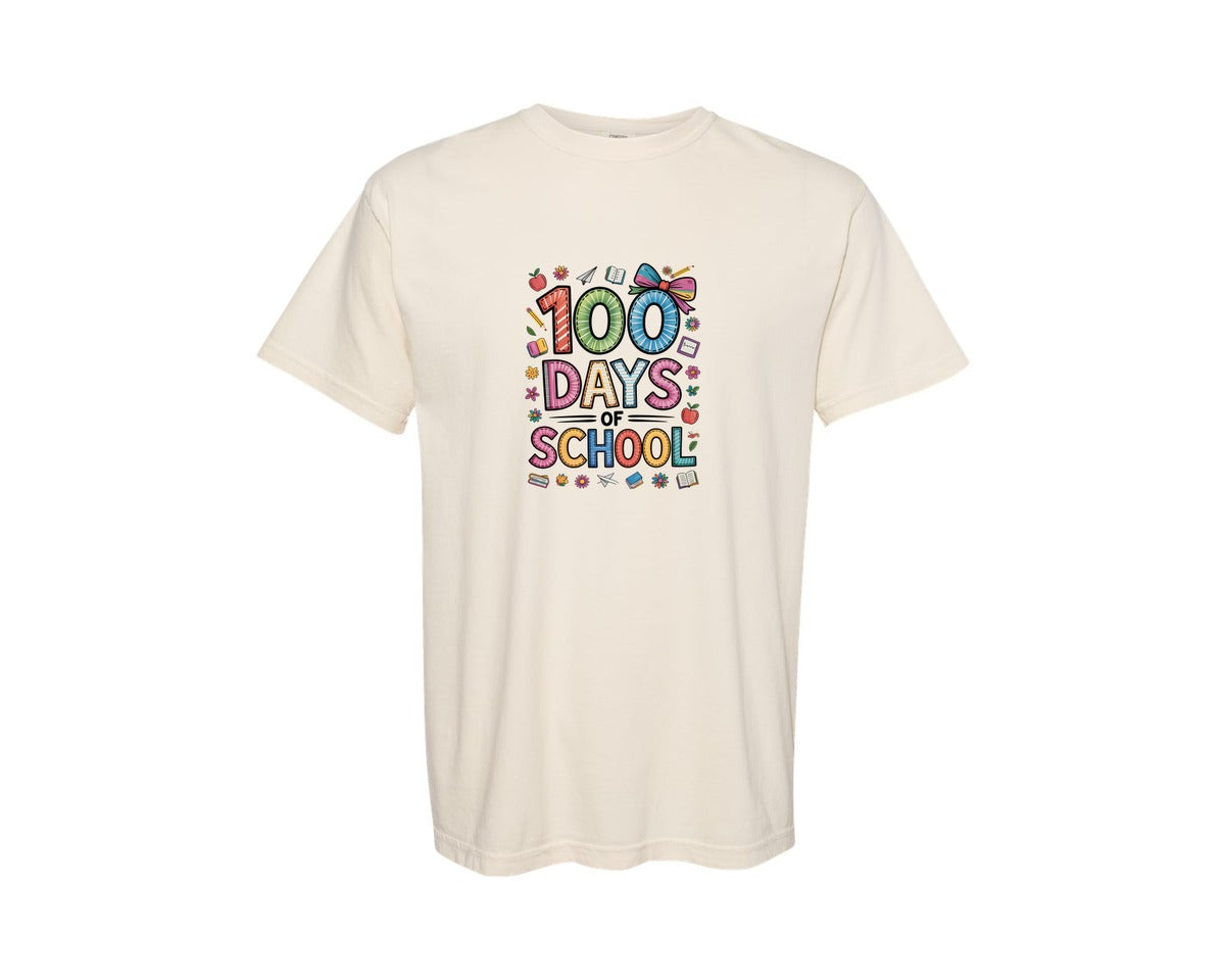 brand:Comfort Colors|color:Ivory|100 Days Of School T Shirt 3 Graphic T-Shirt