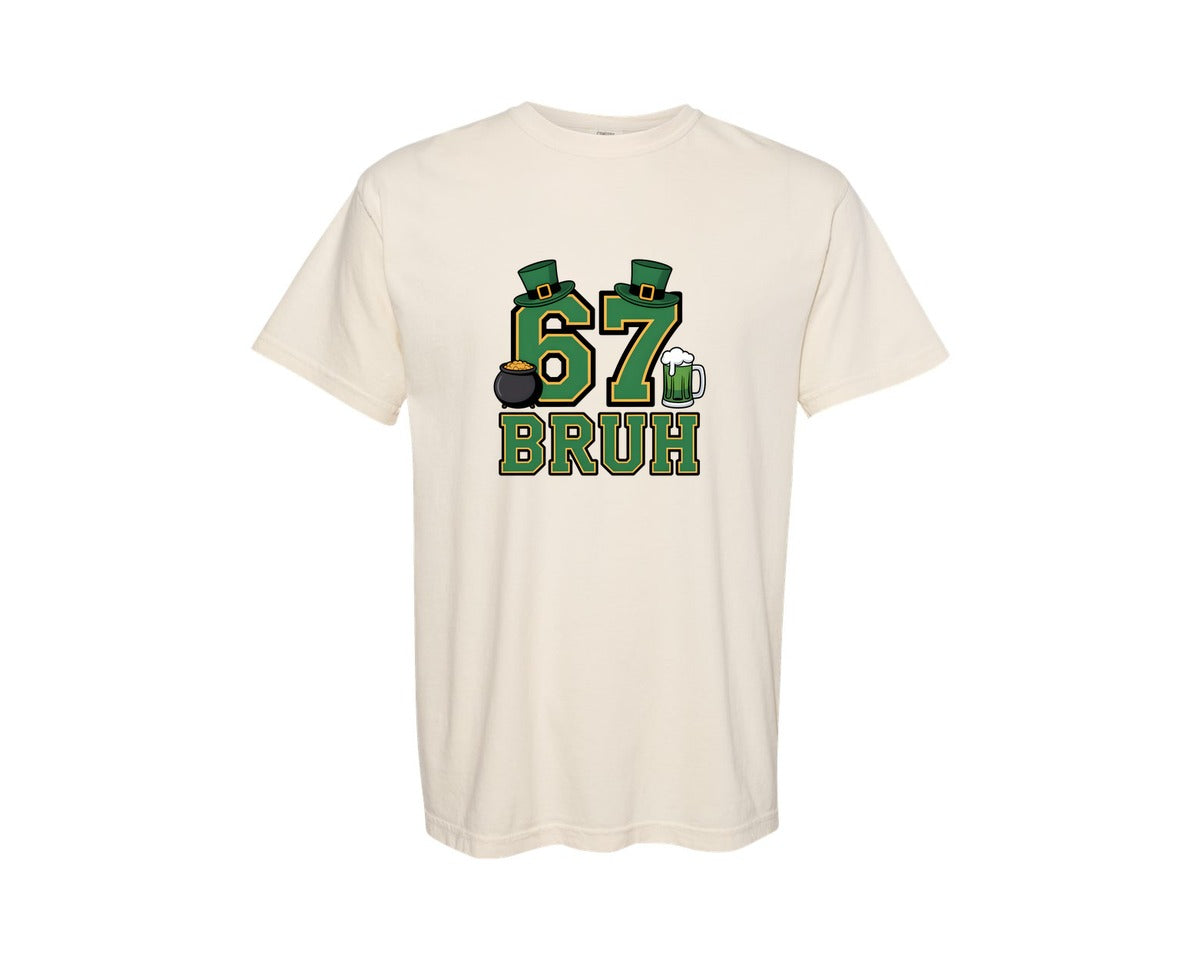 brand:Comfort Colors|color:Ivory|67 Bruh St Patricks Day Pngfunny Irish Graphic T-Shirt