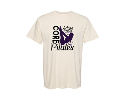 brand:Comfort Colors|color:Ivory|Adore Your Core Pilates Workout Graphic T-Shirt