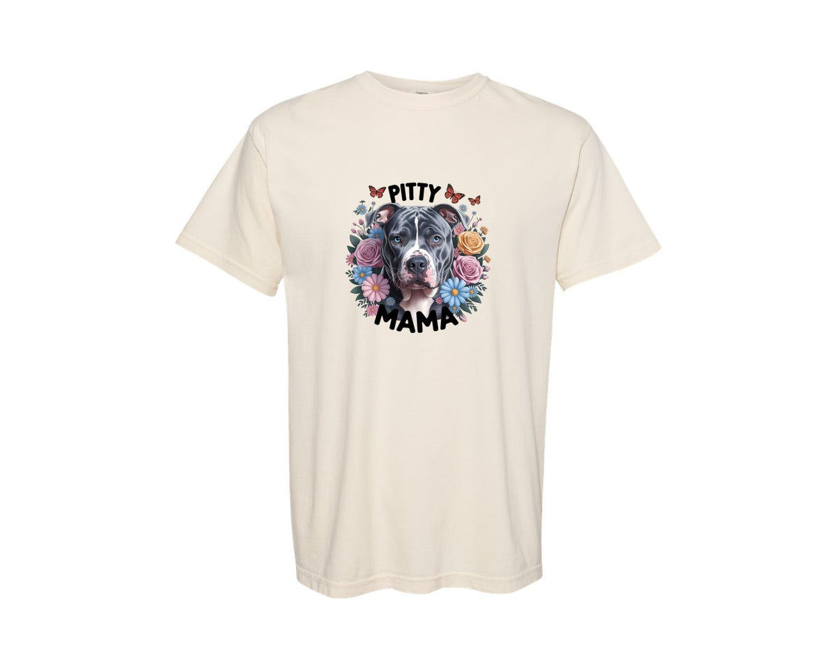 brand:Comfort Colors|color:Ivory|Pitty Mama Cute Pitbull Dog 2 Graphic T-Shirt