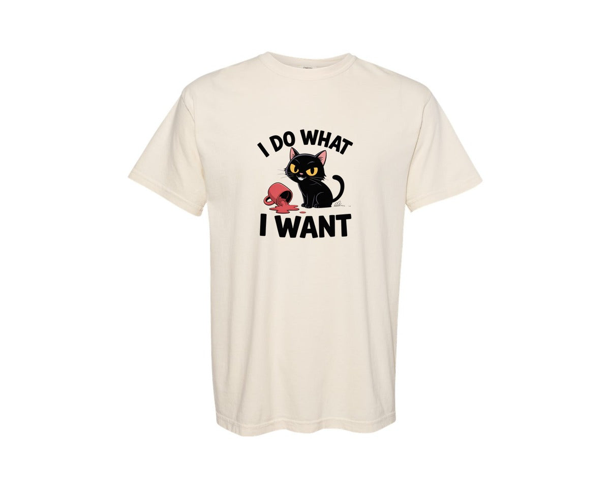 brand:Comfort Colors|color:Ivory|I Do What I Want Cat Funny Cat 2 Graphic T-Shirt