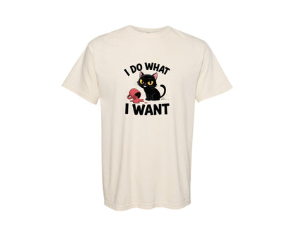brand:Comfort Colors|color:Ivory|I Do What I Want Cat Funny Cat 2 Graphic T-Shirt