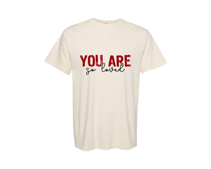 brand:Comfort Colors|color:Ivory|Loved John 316 Christian Valentine 2 Graphic T-Shirt