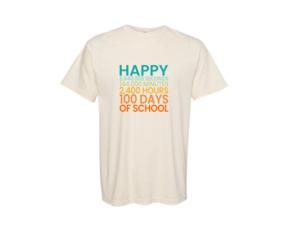 brand:Comfort Colors|color:Ivory|100 Days Of School 247 Graphic T-Shirt