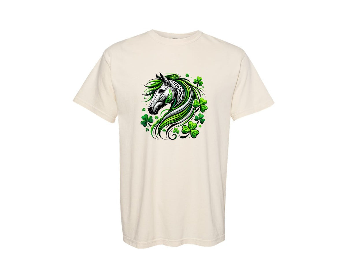 brand:Comfort Colors|color:Ivory|St Patricks Day Horse Lucky Graphic T-Shirt