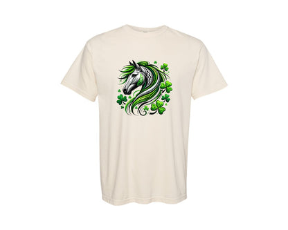 brand:Comfort Colors|color:Ivory|St Patricks Day Horse Lucky Graphic T-Shirt