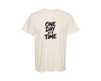 brand:Comfort Colors|color:Ivory|One Day At A Time Inspirational Graphic T-Shirt