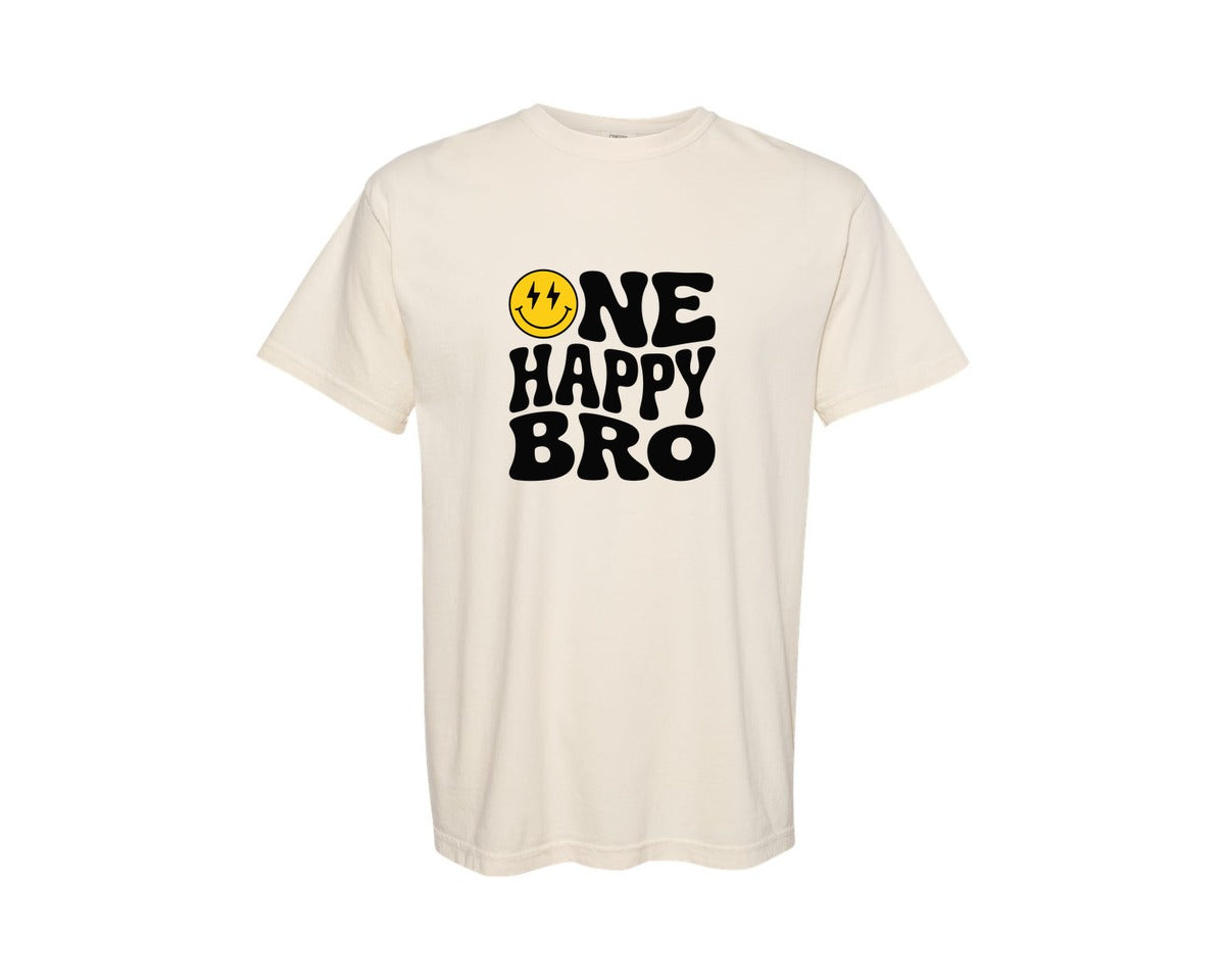 brand:Comfort Colors|color:Ivory|One Happy Bro Birthday Brother 2 Graphic T-Shirt