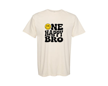 brand:Comfort Colors|color:Ivory|One Happy Bro Birthday Brother 2 Graphic T-Shirt