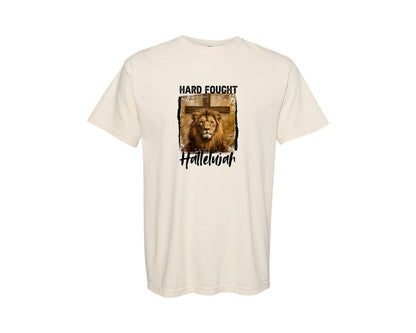 brand:Comfort Colors|color:Ivory|Christian Hard Fought Hallelujah Graphic T-Shirt