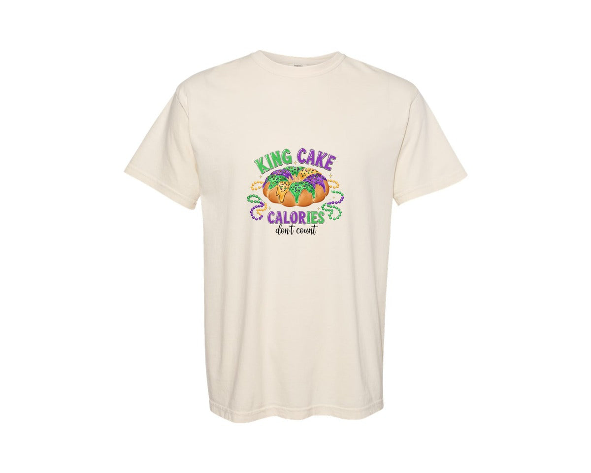 brand:Comfort Colors|color:Ivory|King Cake Calories Graphic T-Shirt