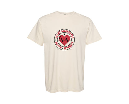 brand:Comfort Colors|color:Ivory|Heart Awareness Month February Design Graphic T-Shirt