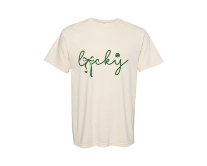 brand:Comfort Colors|color:Ivory|Lucky St Patricks Day Coquette 7 Graphic T-Shirt