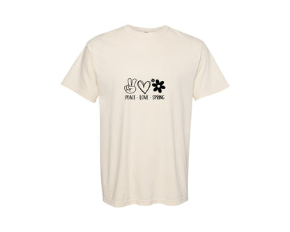 brand:Comfort Colors|color:Ivory|Peace Love Spring 4 Graphic T-Shirt