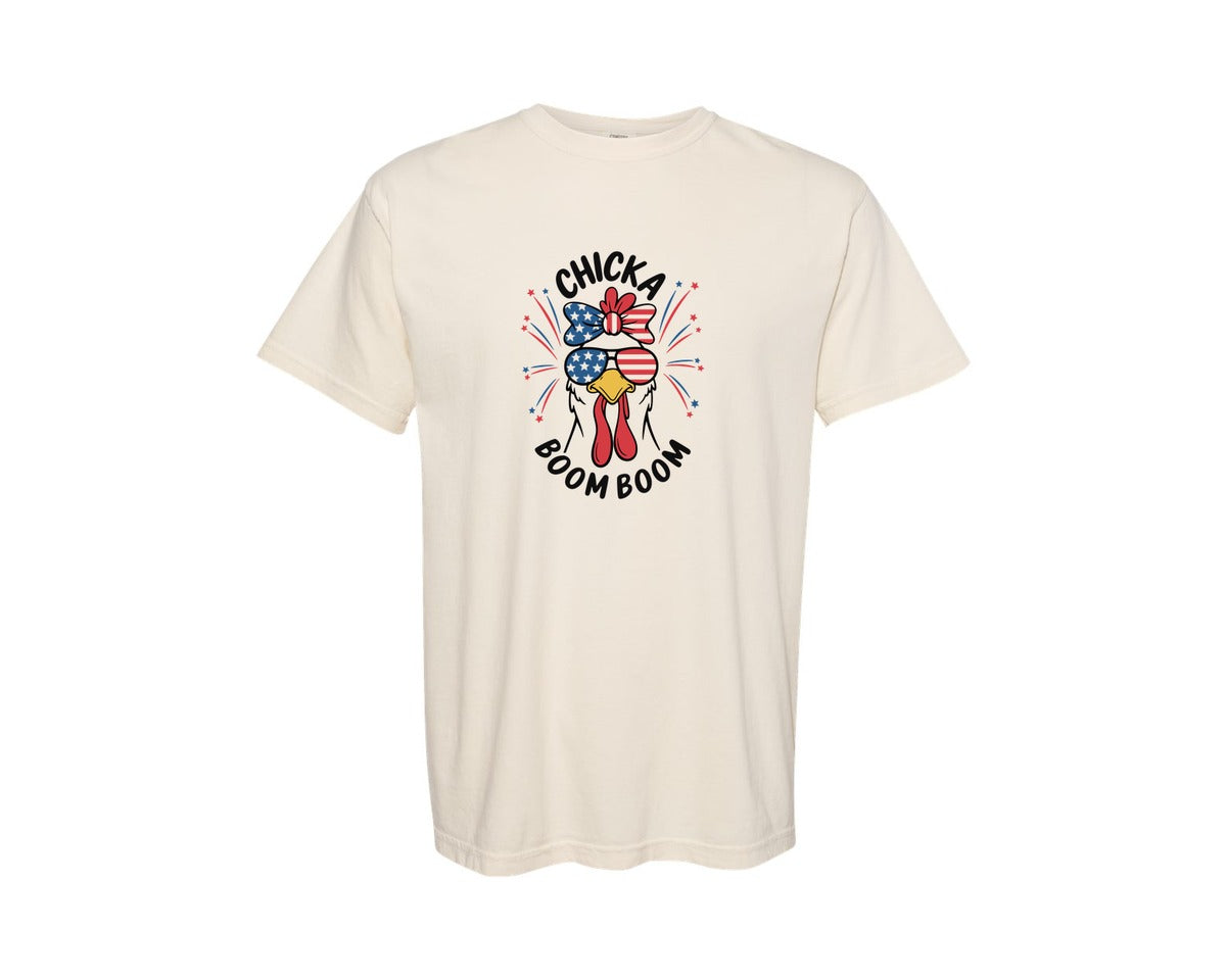 brand:Comfort Colors|color:Ivory|Funny 4Th Of July Chicken Graphic T-Shirt