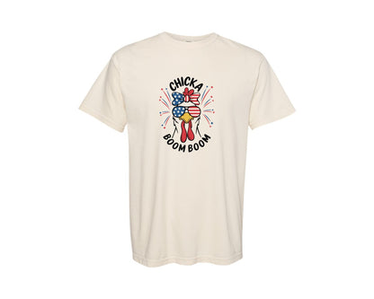 brand:Comfort Colors|color:Ivory|Funny 4Th Of July Chicken Graphic T-Shirt
