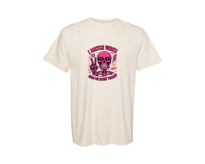 brand:Comfort Colors|color:Ivory|Funny Skeleton Love Valentine Vibe Graphic T-Shirt