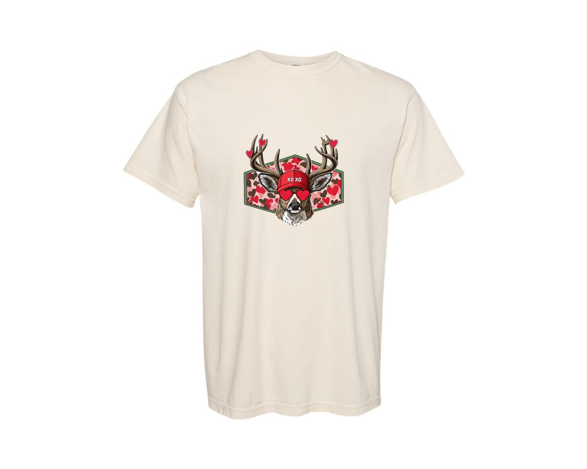 brand:Comfort Colors|color:Ivory|Valentine Buck Boys Valentines 6 Graphic T-Shirt