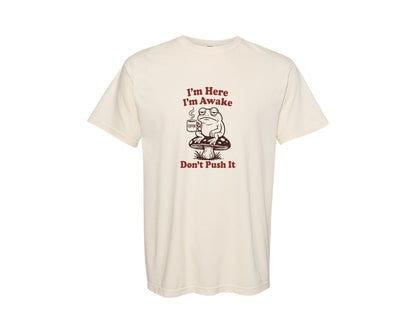 brand:Comfort Colors|color:Ivory|Sarcastic Office Humor Retro Fro Coffee Graphic T-Shirt