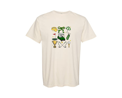 brand:Comfort Colors|color:Ivory|Preppy Golf Coquette Golf Graphic T-Shirt