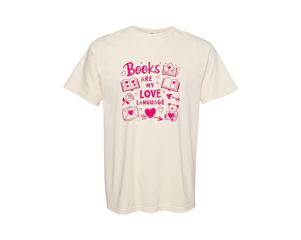 brand:Comfort Colors|color:Ivory|Valentine Book Lover Retro Bookworm 2 Graphic T-Shirt