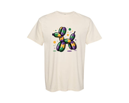 brand:Comfort Colors|color:Ivory|Mardi Gras Balloon Dog Brushstroke Graphic T-Shirt