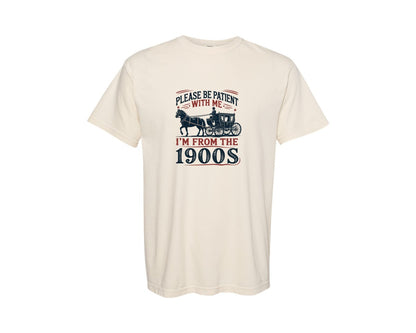 brand:Comfort Colors|color:Ivory|Funny 1900S Retro Carriage Graphic T-Shirt