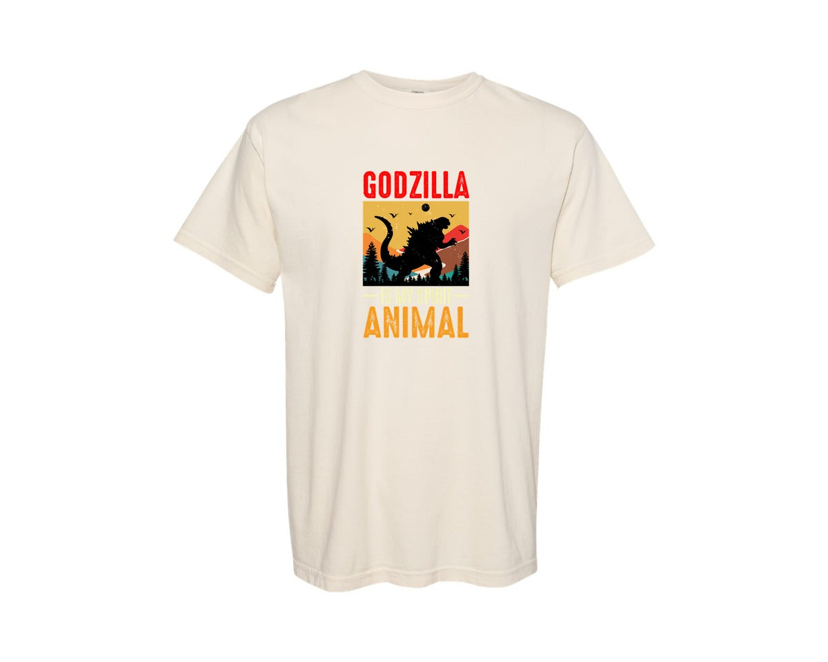 brand:Comfort Colors|color:Ivory|Godzilla Is My Spirit Animal T Shirt Graphic T-Shirt