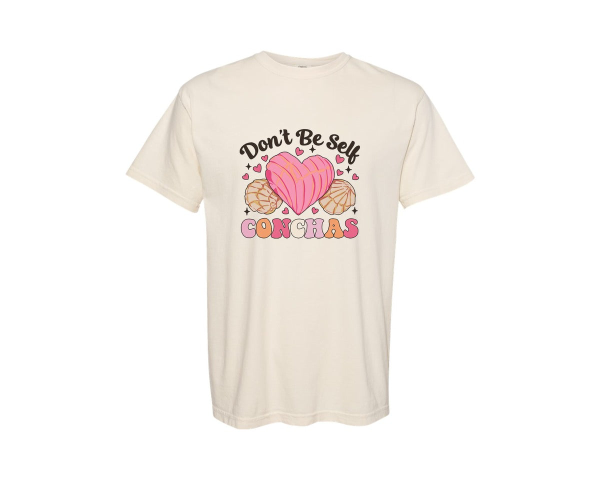 brand:Comfort Colors|color:Ivory|Dont Be Self Conchas Valentines Day Graphic T-Shirt