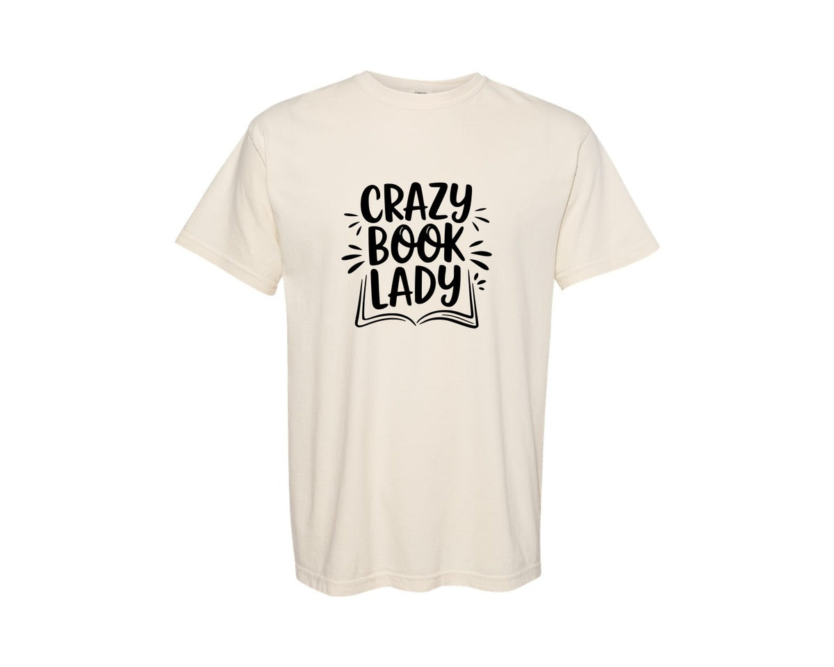 brand:Comfort Colors|color:Ivory|Crazy Book Lady T Shirt Design 4 Graphic T-Shirt