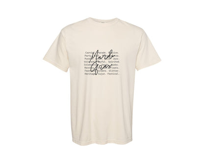 brand:Comfort Colors|color:Ivory|Mardi Gras Words Mardi Gras Sub Graphic T-Shirt