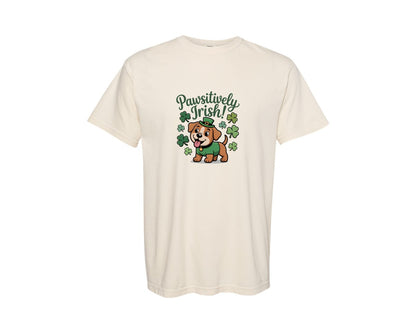 brand:Comfort Colors|color:Ivory|Pawsitively Irish Graphic T-Shirt