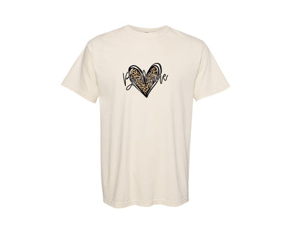 brand:Comfort Colors|color:Ivory|Be Minde Leopard Print Valentine Graphic T-Shirt