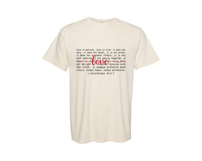 brand:Comfort Colors|color:Ivory|Love Is Patient Valentine Heart 7 Graphic T-Shirt