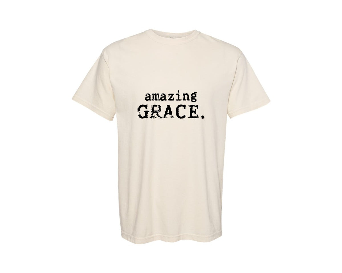 brand:Comfort Colors|color:Ivory|Amazing Grace Christian Jesus Graphic T-Shirt