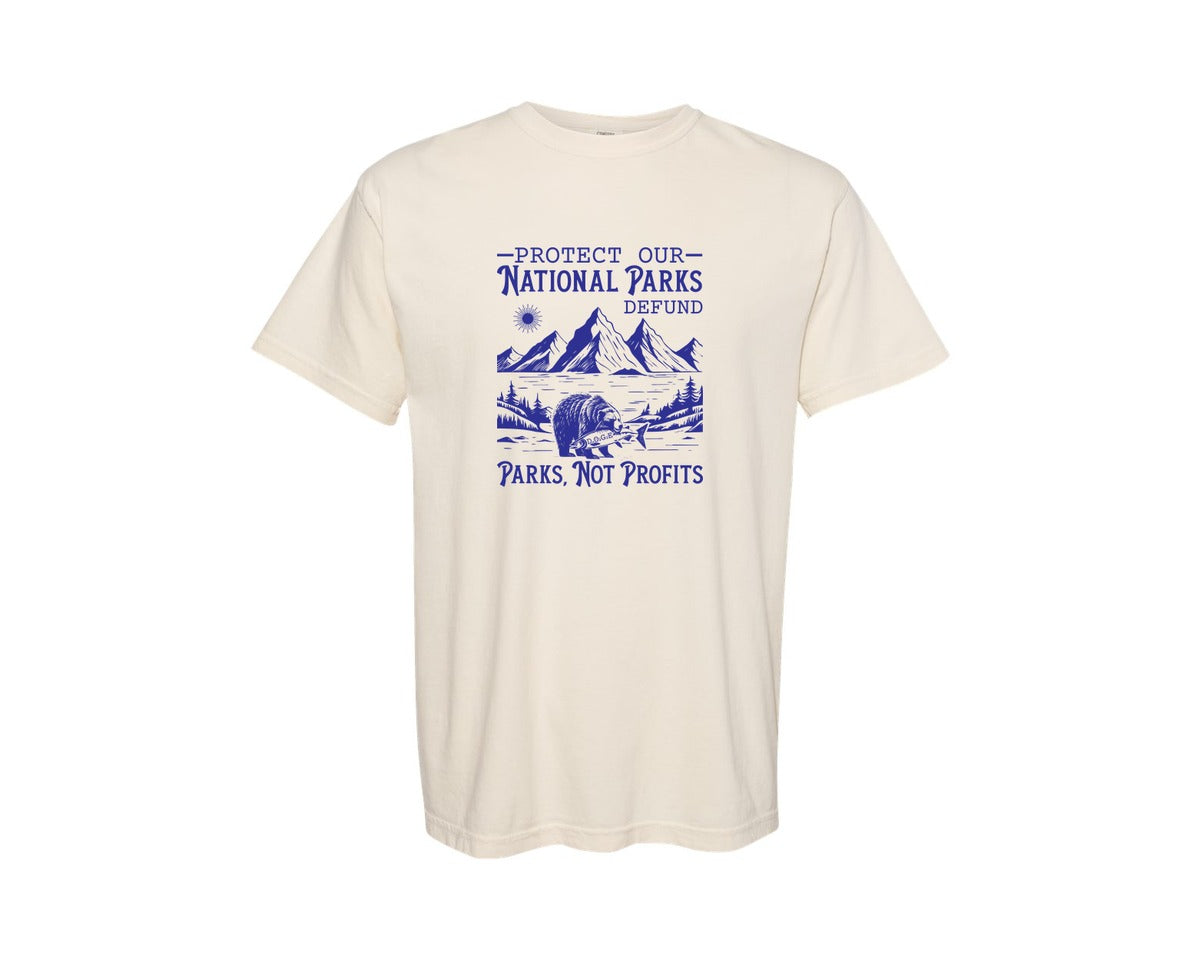 brand:Comfort Colors|color:Ivory|Protect Our National Parks Defund Doge Graphic T-Shirt