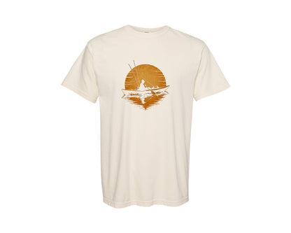 brand:Comfort Colors|color:Ivory|Sunset River Reflection Kayak Fishing Graphic T-Shirt