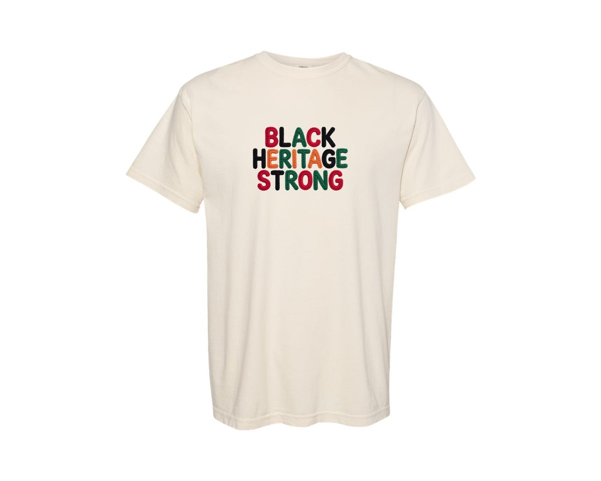 brand:Comfort Colors|color:Ivory|Crochet Black Heritage Strong Graphic T-Shirt