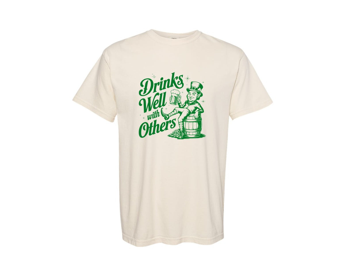 brand:Comfort Colors|color:Ivory|Drinks Well With Others Design 22 Graphic T-Shirt