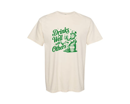 brand:Comfort Colors|color:Ivory|Drinks Well With Others Design 22 Graphic T-Shirt