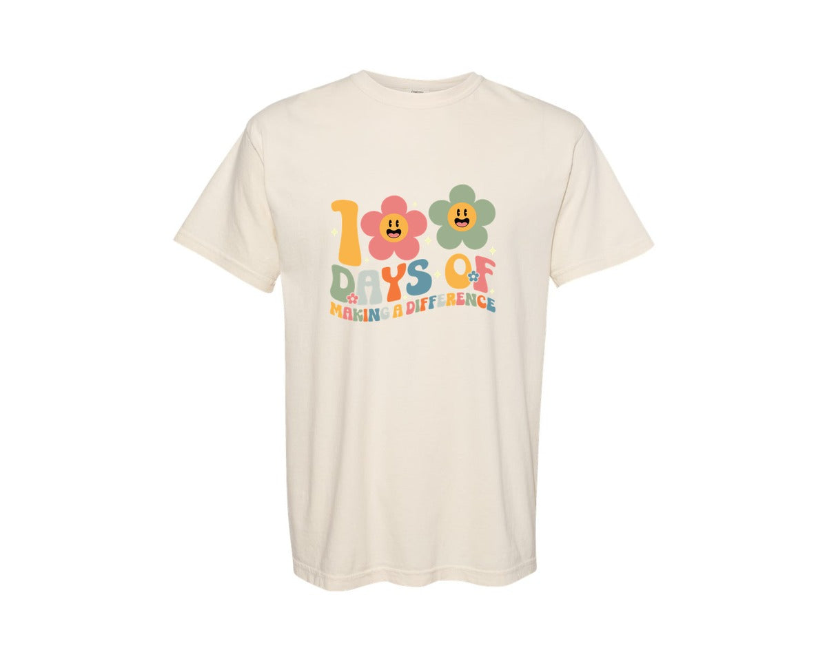 brand:Comfort Colors|color:Ivory|100 Days Of Making A Difference School 2 Graphic T-Shirt