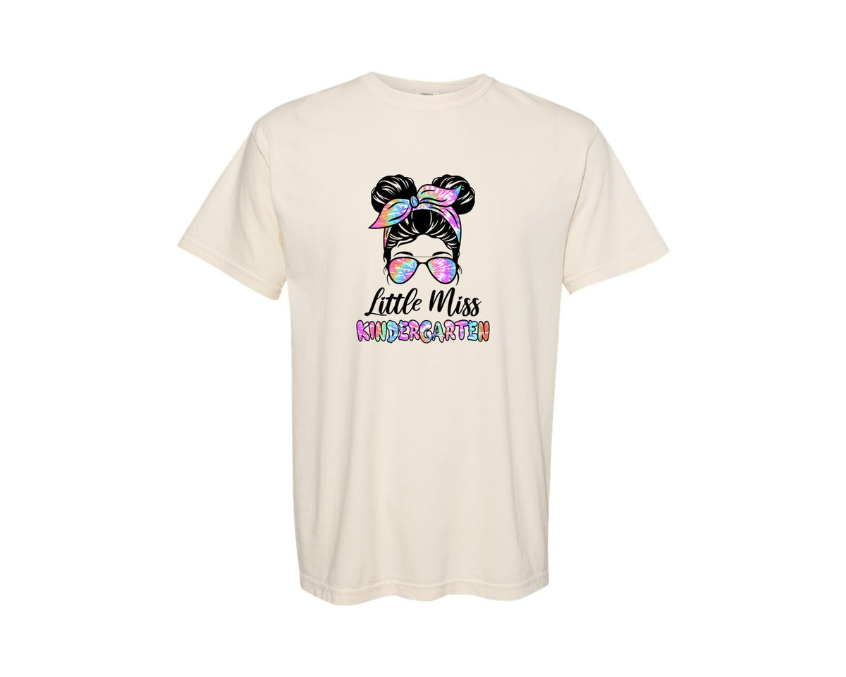 brand:Comfort Colors|color:Ivory|Little Miss Kindergarten Back To School 11 Graphic T-Shirt