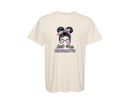 brand:Comfort Colors|color:Ivory|Little Miss Kindergarten Back To School 11 Graphic T-Shirt